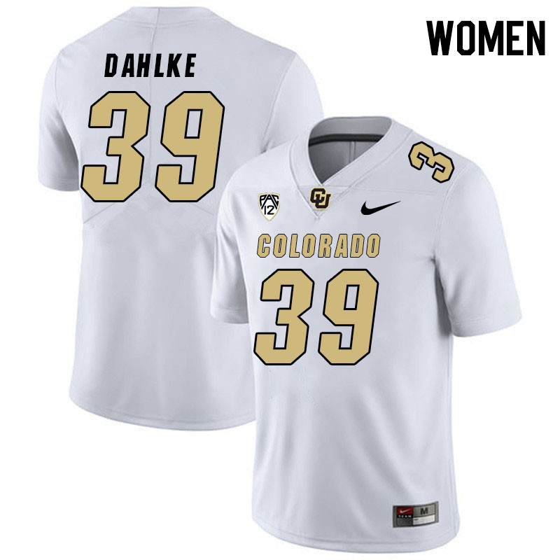 Women #39 Austin Dahlke Colorado Buffaloes College Football Jerseys Stitched Sale-White